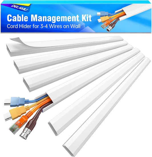 LazySpin Large TV Cord Hider Wall, 85in Cord Covers for 3-4 Wires on Wall
