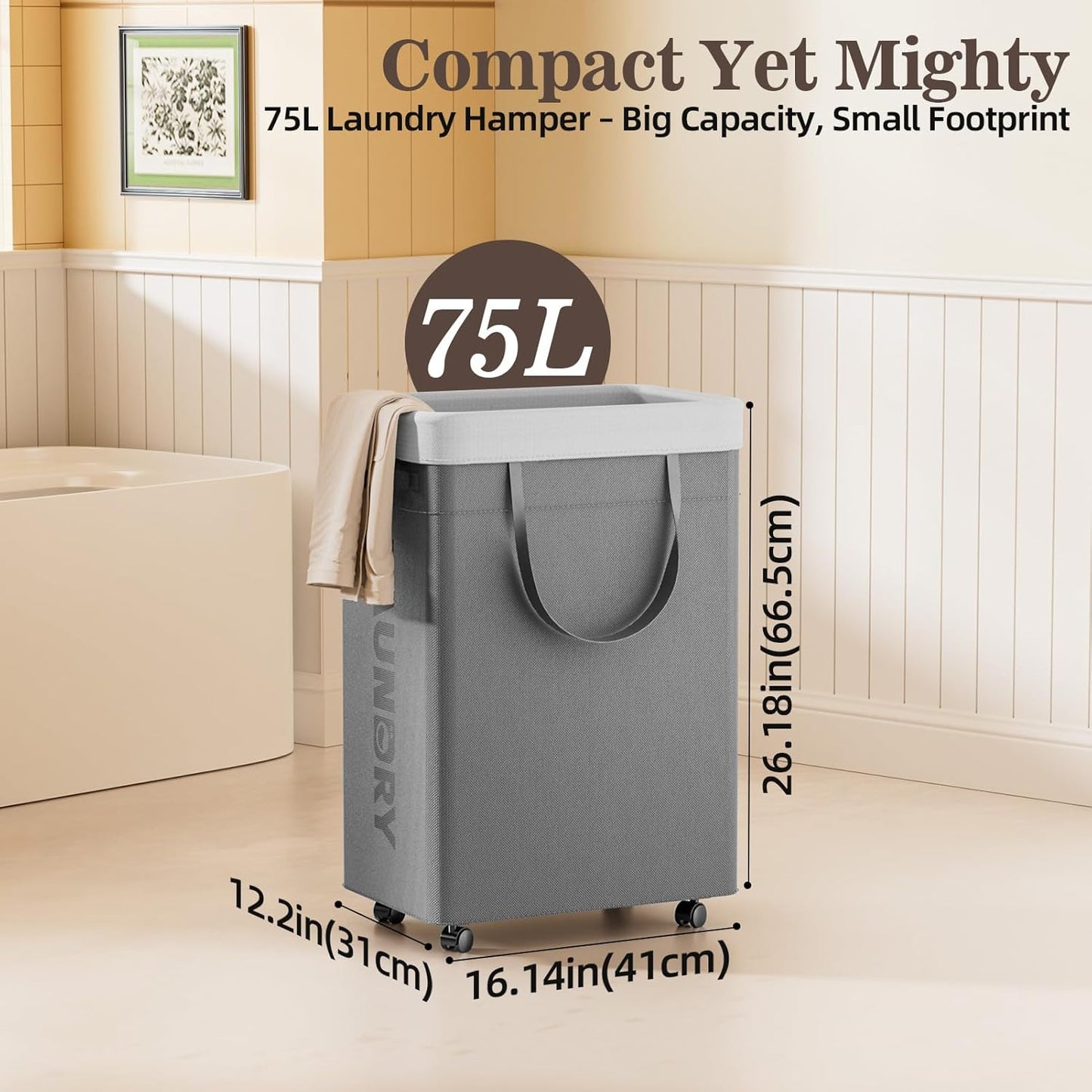LazySpin 75L Rolling Collapsible Laundry Baskets
