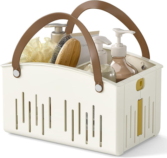 LazySpin Portable Shower Basket Caddy with Double Handle Bathroom Tote