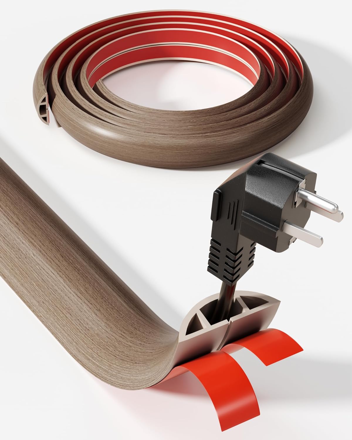 LazySpin 5ft Floor Cord Cover, Wood Grain Cord Covers Floor Cable Protector