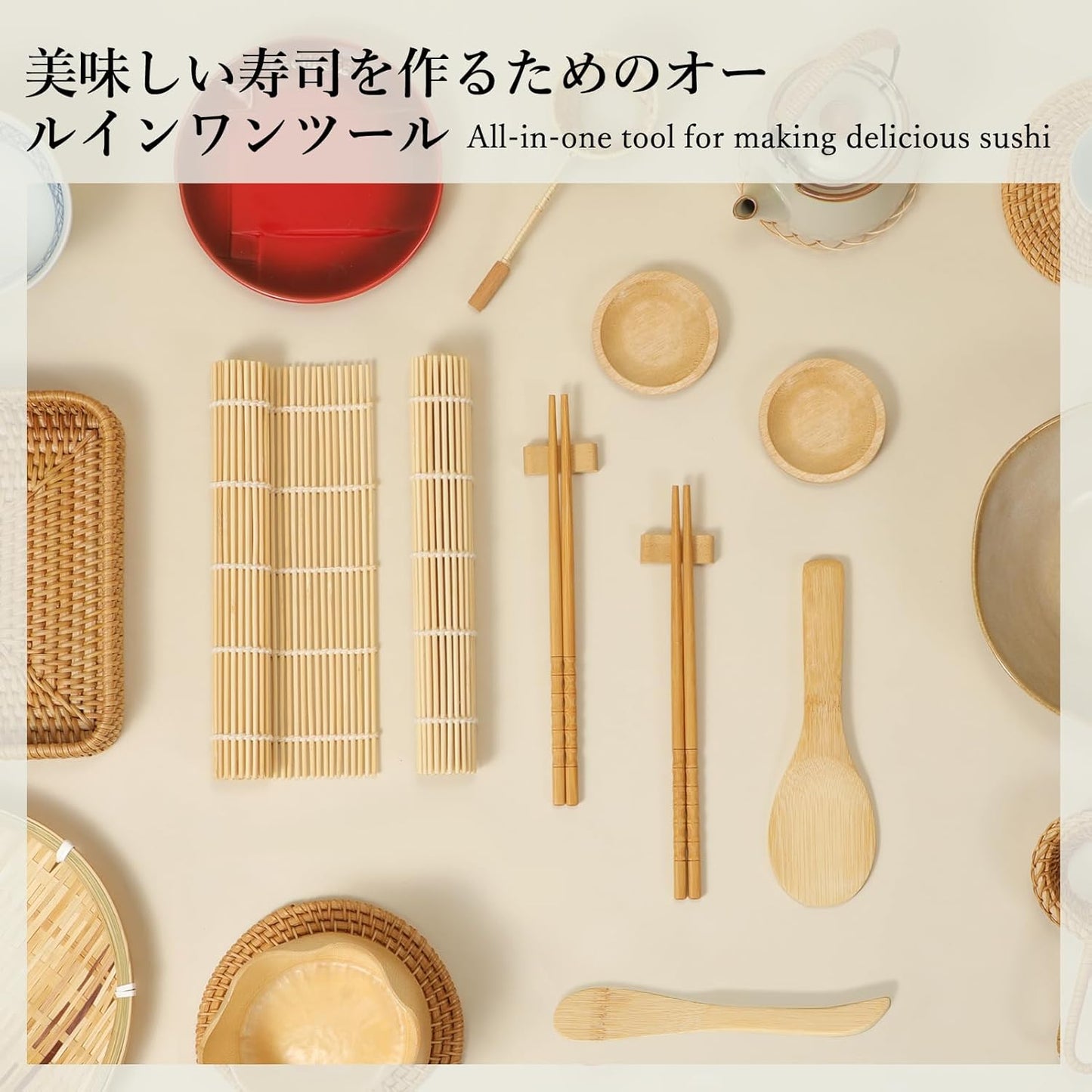 LazySpin Sushi Making Kit, 20 in 1 Bazooka Roller Kit with Chef’s Knife, Bamboo Mats