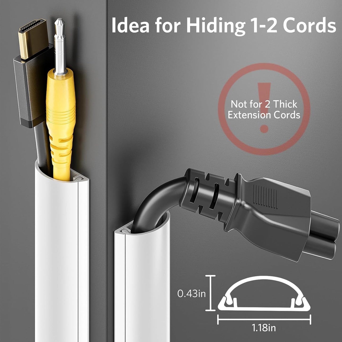 LazySpin 42.5in Cord Hider for 1-2 Cords, Half Round Cord Covers