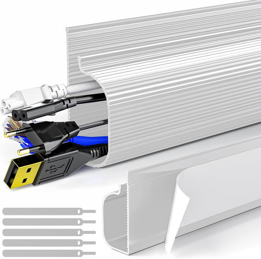 LazySpin Cable Management , Under Desk Cord Hider Organizer, Self-Adhesive Raceways for Desk