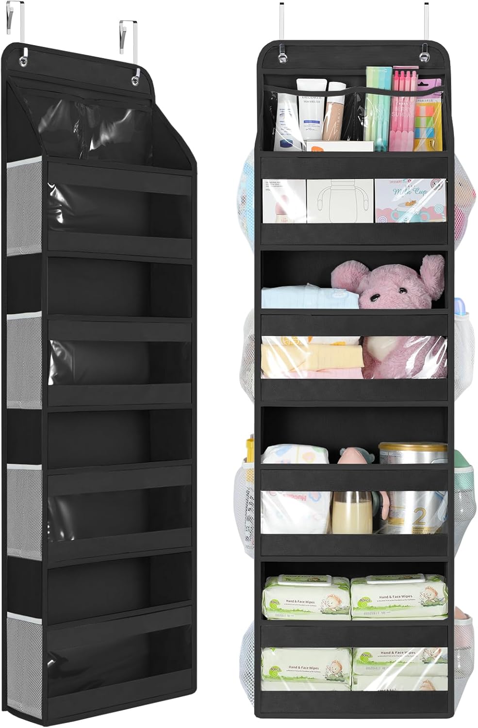 LAZYSPIN Over the Door Organizer, Stuffed Animal Storage with Clear PVC Windows