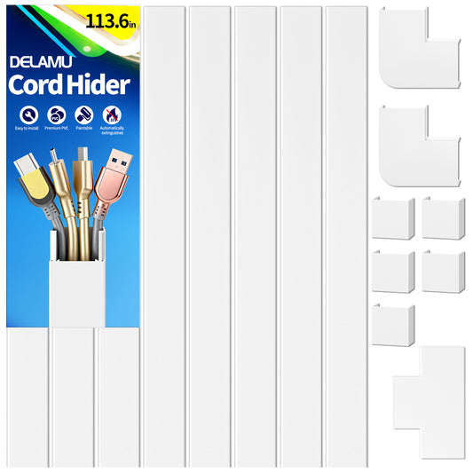 LazySpin 113.4 Inches Cable Cover Kit, White