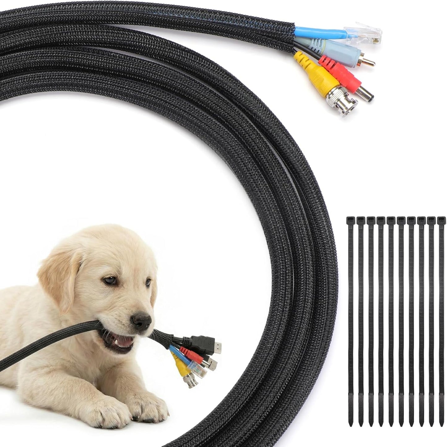 LazySpin 10ft Cord Protector Wire Loom Tubing Cable Sleeve