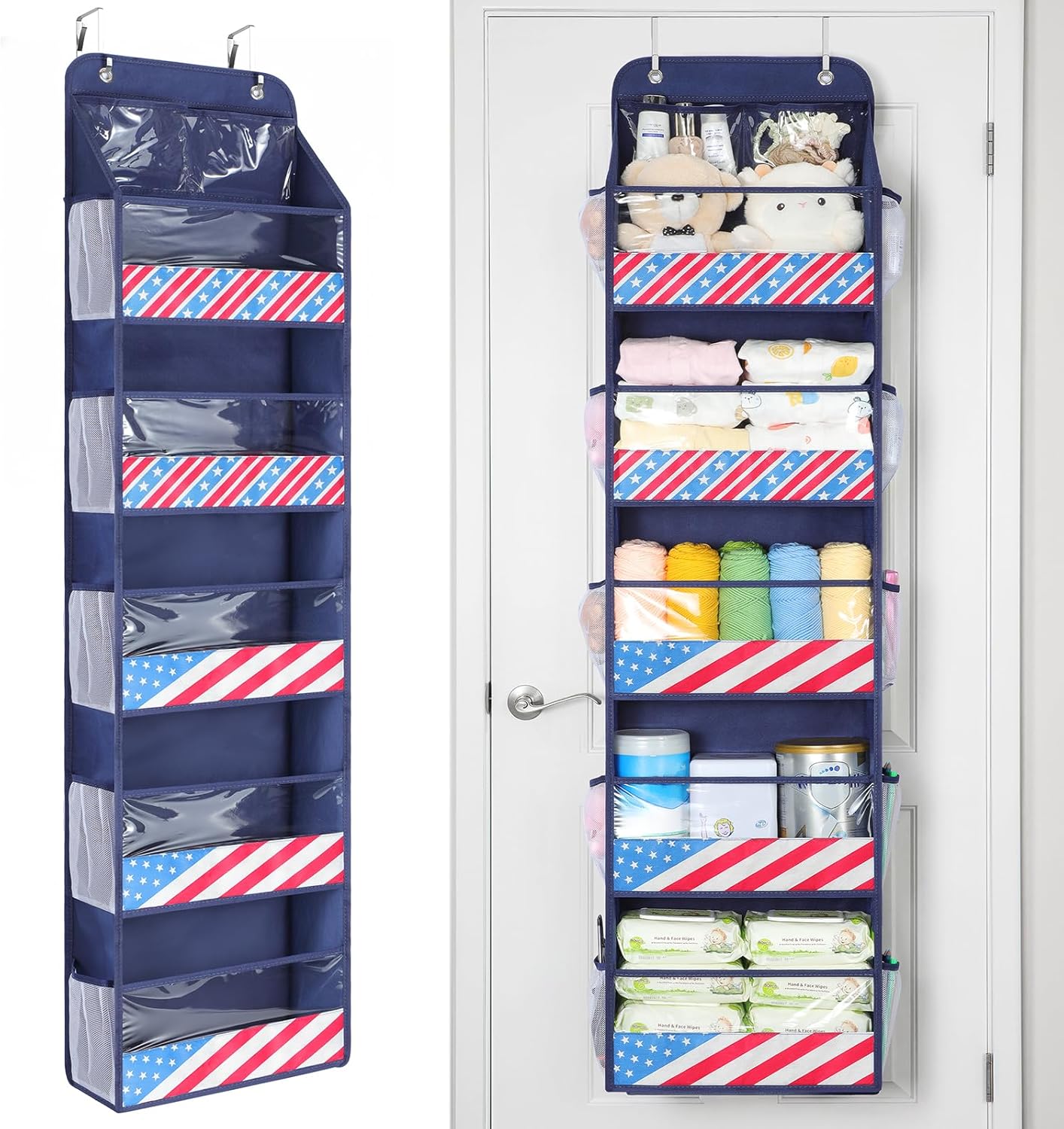 LazySpin Over the Door Organizer, Hanging Storage with Clear PVC Windows