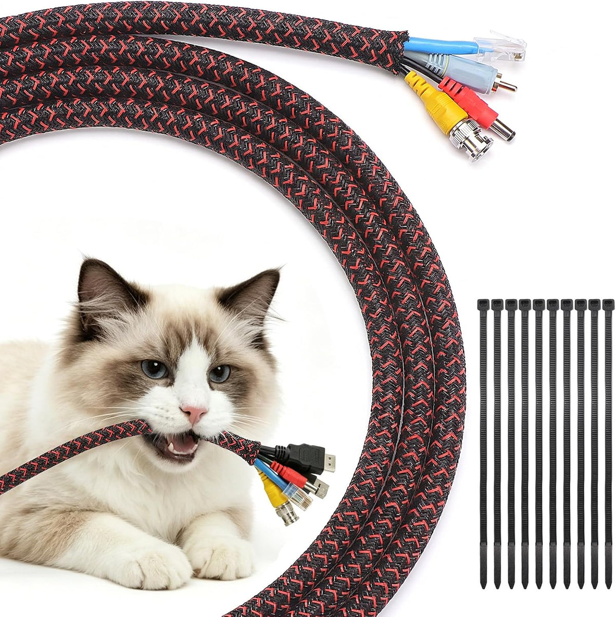 LazySpin 30ft - 1/2 inch Cord Protector Cable Sleeve Split Wire Loom Tubing for Power Cord