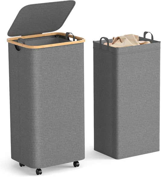 LazySpin 100L Large Capacity Laundry Hamper – Foldable Rolling Laundry Basket
