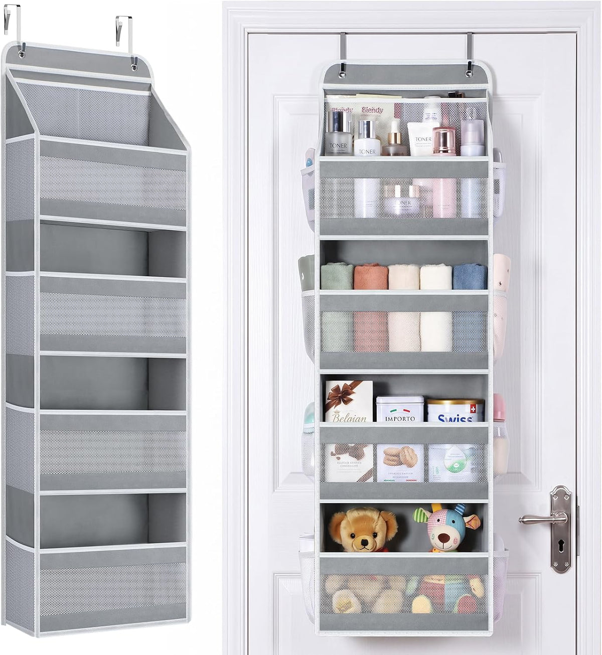 LazySpin Door Organizer Hanging, 4-Tier Behind The Door Storage