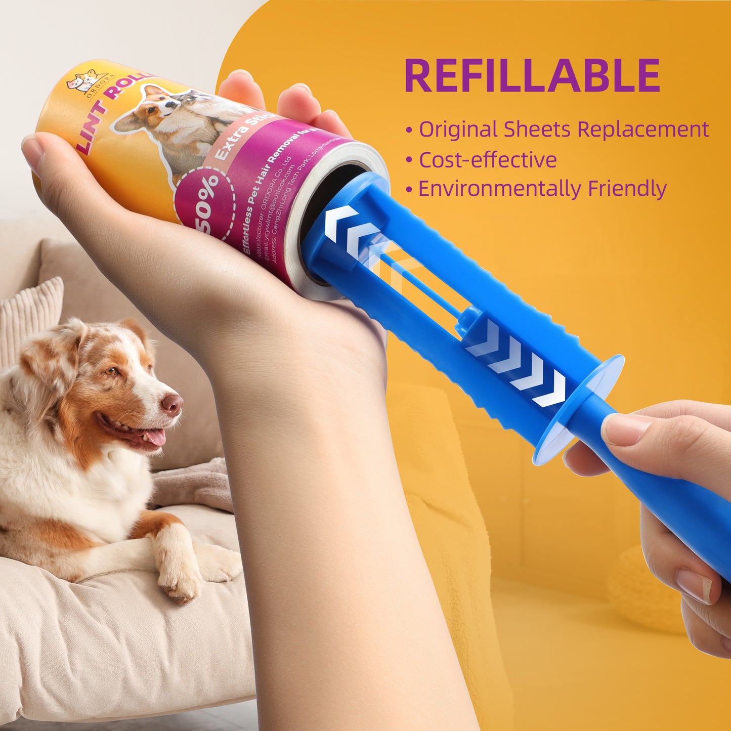 ORDORA Extra Sticky Lint Roller 6 Pack, 660 Sheets Total