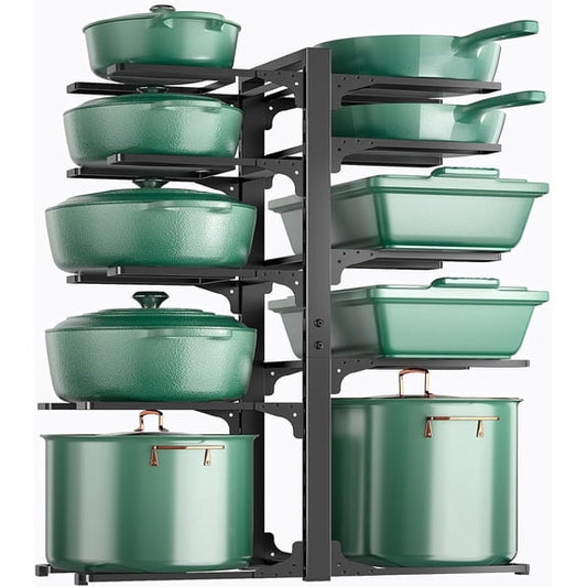 Delamu 10-Tier Pots and Pans Organizer, Kitchen Organizers and Storage under Cabinet, 23.62" Heavy Duty Pots and Pan Storage Rack inside Cabinet
