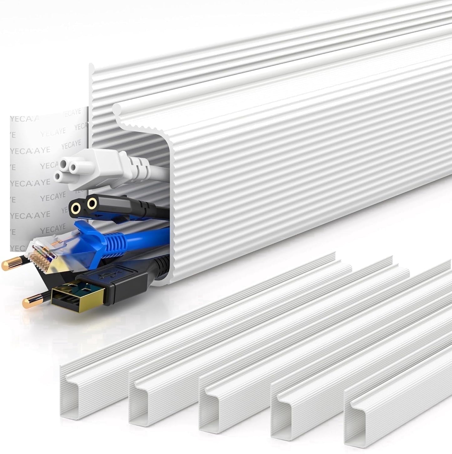 LazySpin Cable Management , Under Desk Cord Hider Organizer, Self-Adhesive Raceways for Desk