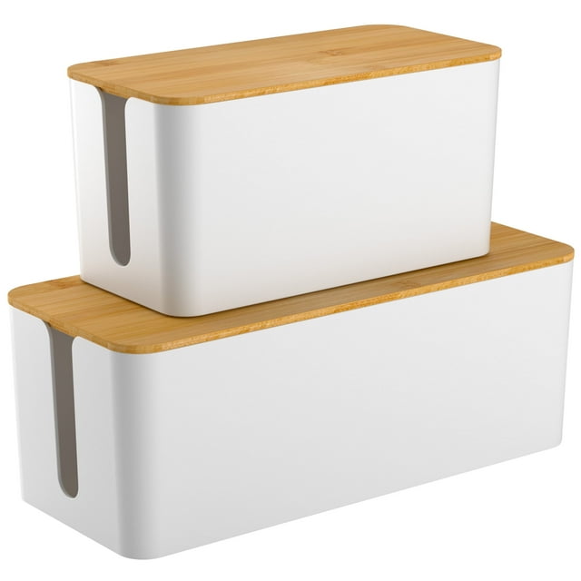 Delamu 2 Pack Cable Management Box, Cord Organizer, Cable Box