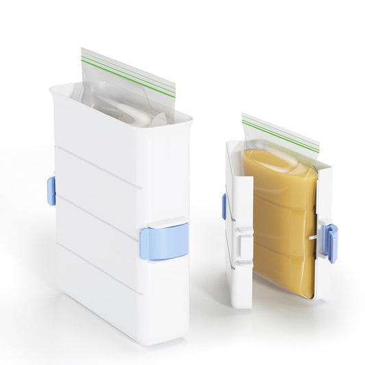 LAMU Freezer Food Block Maker 2 Pack–Space Saving Freezer Storage Containers for Bags, Freezer Meal Prep Containers, Food Freezer Molds for Soup & Sauce