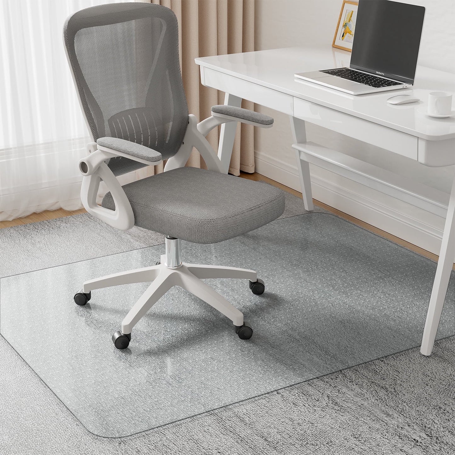 Delamu Office Chair Mat for Carpet, Chair Mat with Studs Rolling for Computer Chairs, Heavy Duty Floor Protector for Low Pile Carpet, 36 x 48 in, Clear