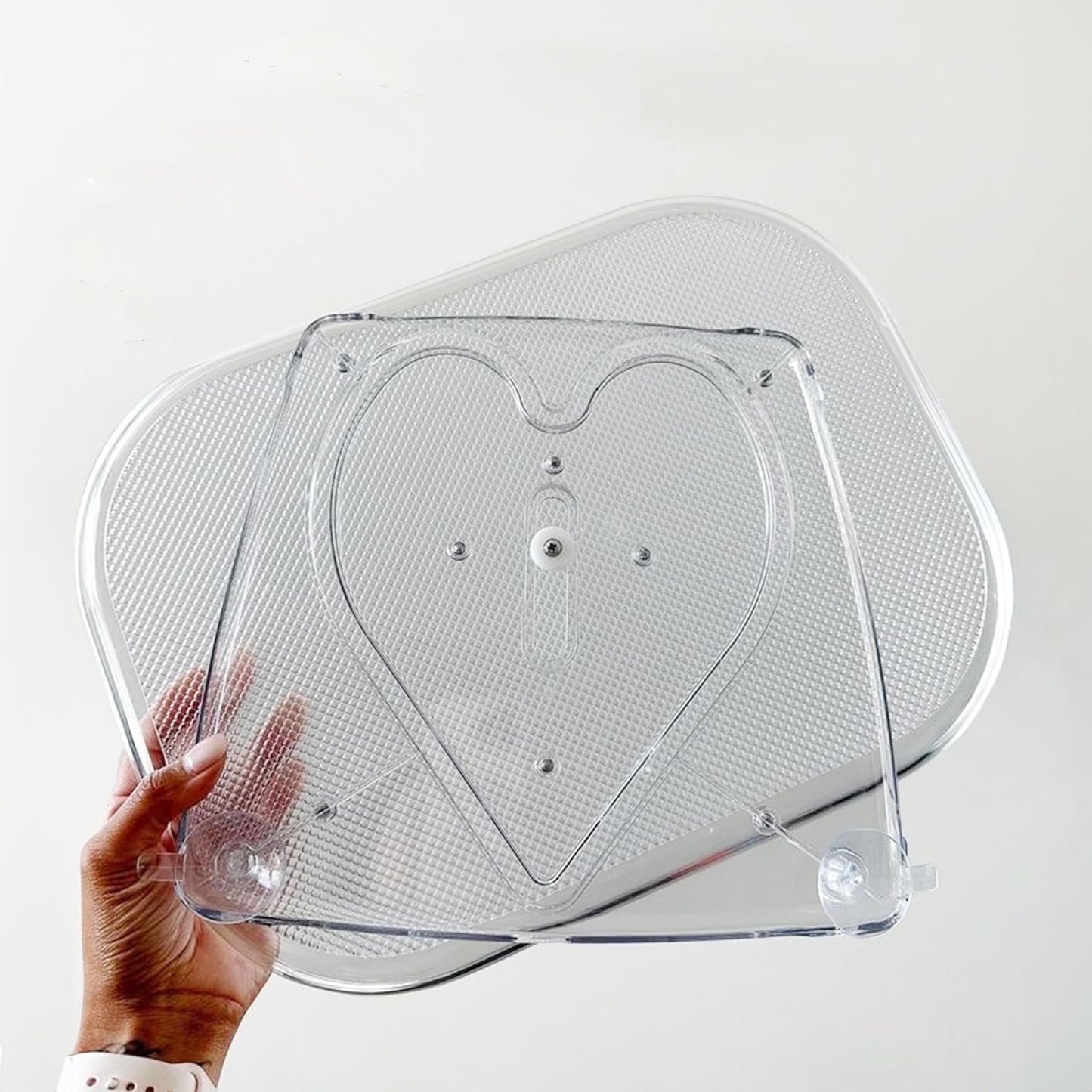 LAMU Turntable Lazy Susan Organizer for Refrigerator 15.67'' Clear Fridge Organizer