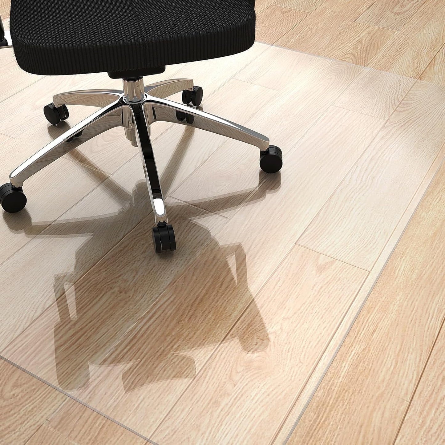 Delamu Office Chair Mat for Hardwood Floor, 48"×55" Clear Office Computer&Desk Chair Mat, PVC Heavy Duty Floor Protector Mats for Rolling Chairs