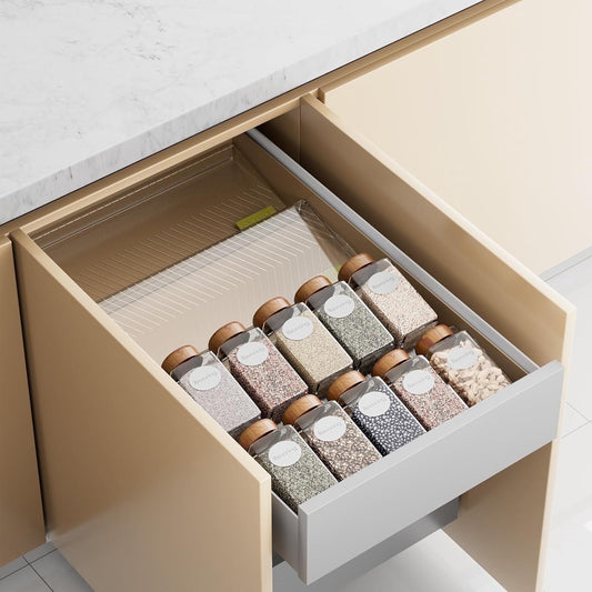 ORDORA ABS Expandable Spice Drawer Organizer for 11.5" to 23" Kitchen Cabinets Drawer, 4 Pack Spice Rack, Food Seasoning Jars Storage