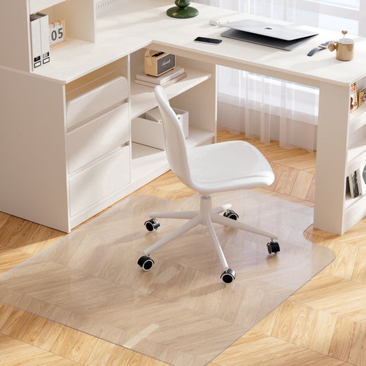 Delamu Rolling Office Chair Mat for Hardwood Floor 48"x36" Anti-Slip Floor Protector for Computer Gaming Rolling Chair, Clear