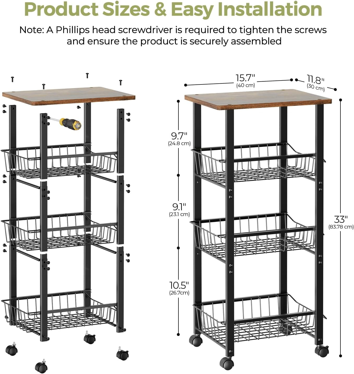 LazySpin 4-tier Fruit Vegetable Basket for Kitchen
