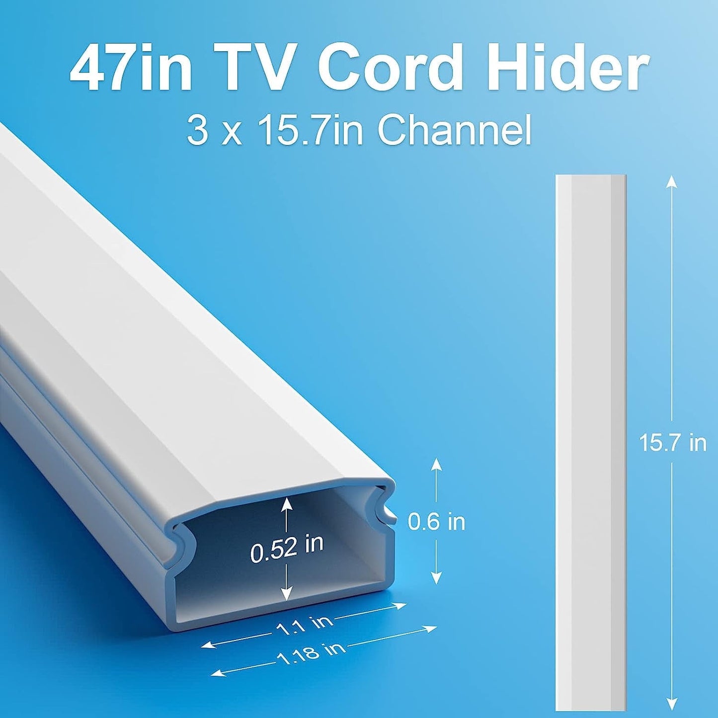 LazySpin 42.5In Large Cable Wires Cord Cover for Wall Mount TV PVC